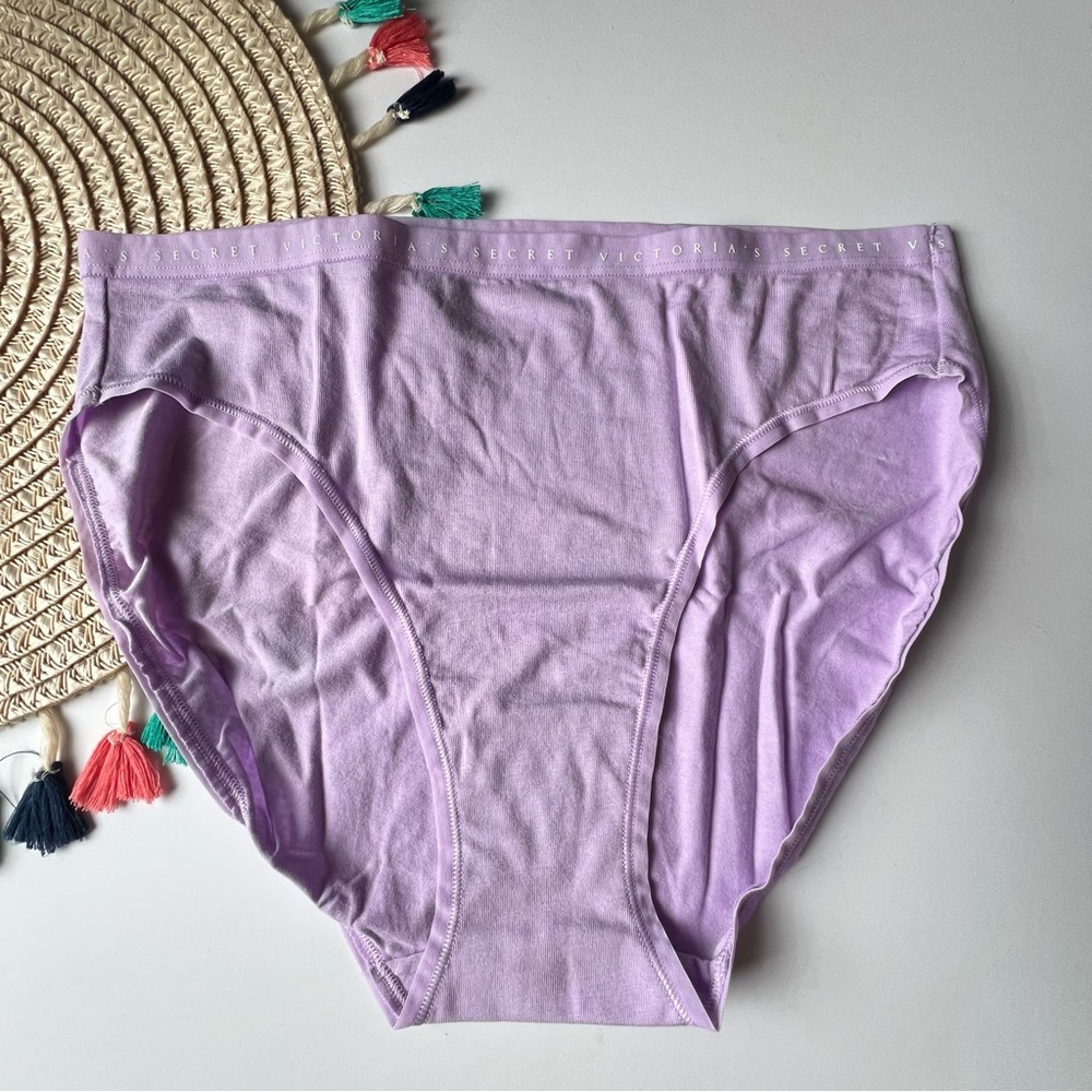 Victoria's Secret Stretch Cotton High-Leg Brief Panty Purple Large NEW